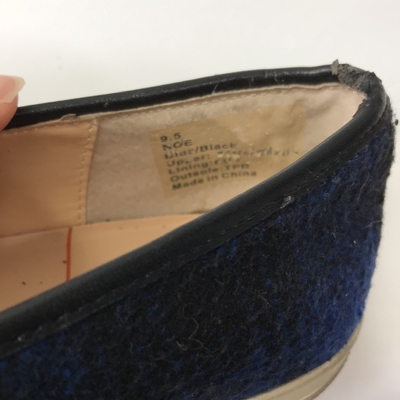 2/$25 SOLE SOCIETY Noe Blue Plaid Fabric Almond Point Toe Slip On Shoes Size 9.5 - Picture 8 of 10